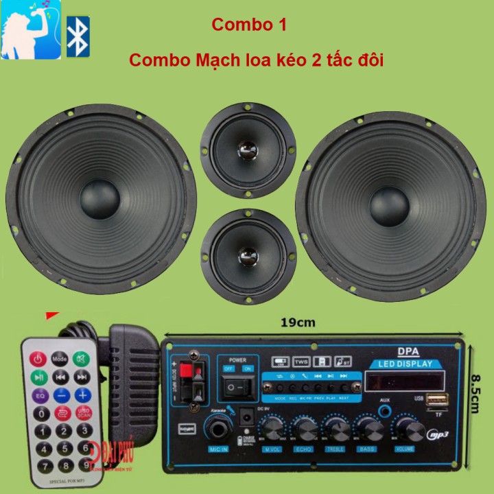 Combo mạch loa kéo 2 tấc đôi pin 7V4