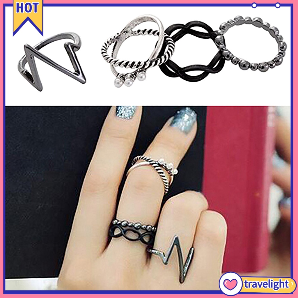 (Travelight) Set 4 Nhẫn Đeo Khớp Ngón Tay Cá Tính Cho Nữ