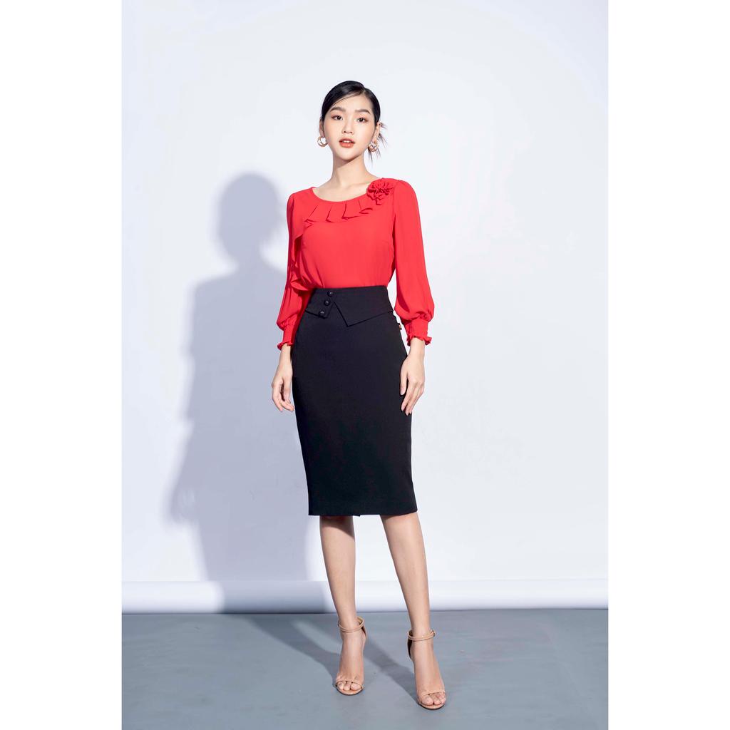 Chân váy bút chì, cạp lật vạt MMOutfit M-JU060421073