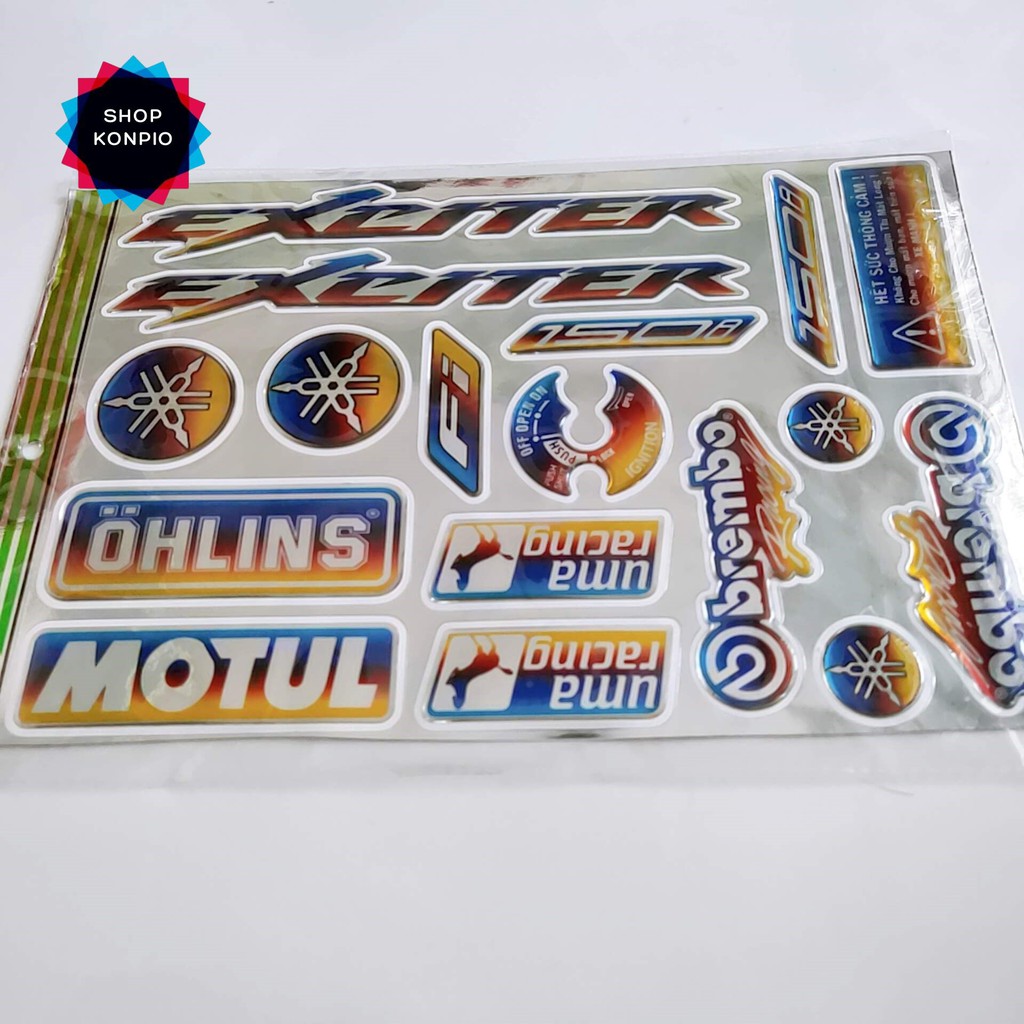 Bộ Tem Crom Dán Xe Exciter Dập Nổi Cao Cấp Chống Thấm Nước, Chống Bay Màu ( Sticker )