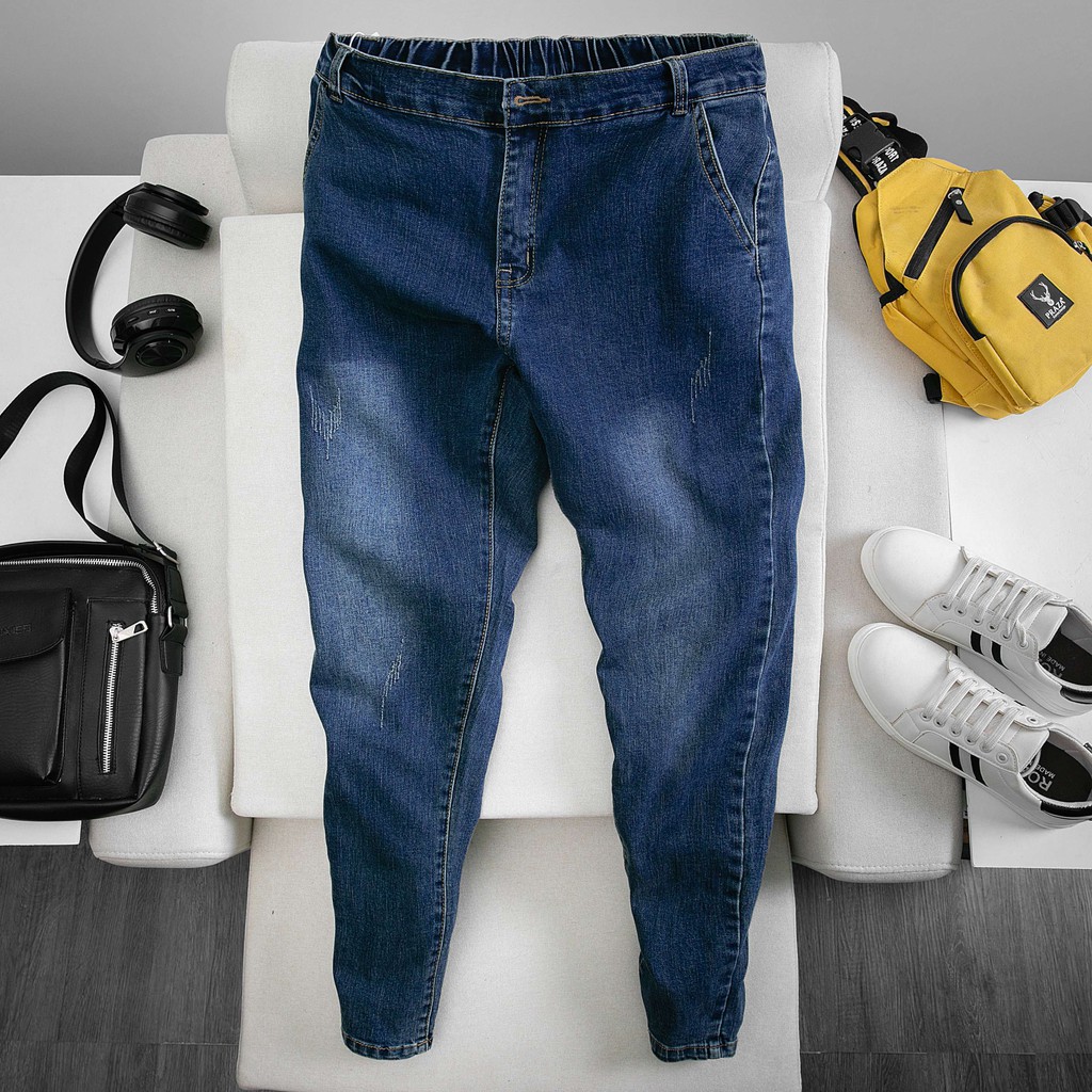 Quần JEAN cạp nửa chun kết hợp cùng khuy form slim QJ552 | BigBuy360 - bigbuy360.vn