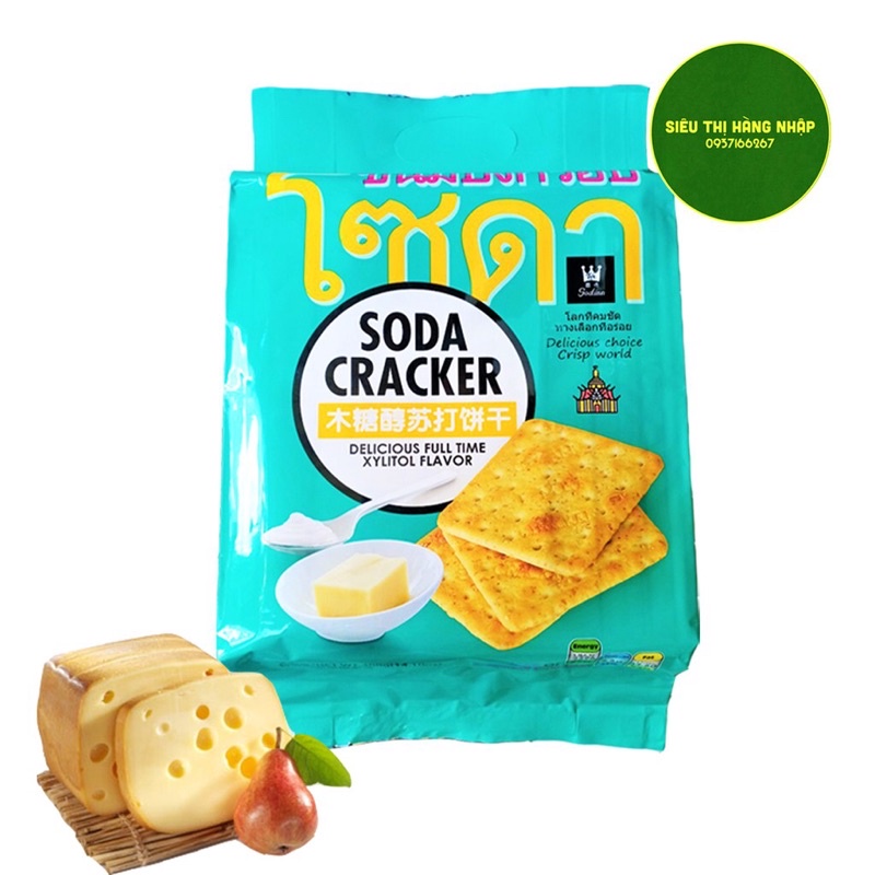 Bánh Quy Ăn Kiêng Soda Cracker Thái Lan bịch 400g vị mặn, vỏ bánh giòn tan
