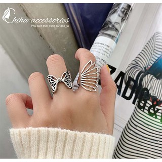 Nhẫn bạc,Nhẫn cánh bướm nữ retro siêu cổ tích cá tính nhẫn thời trang phong cách Hàn Quốc - Chi Ha Accessories