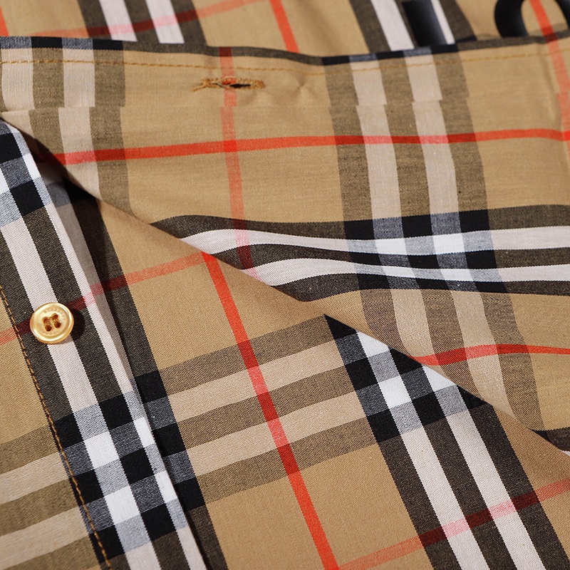 ❤❀  ❤ Burberr--------Áo Sơ Mi Cotton Tay Ngắn Kẻ Sọc Phong Cách Vintage Dành Cho Cặp Đôi