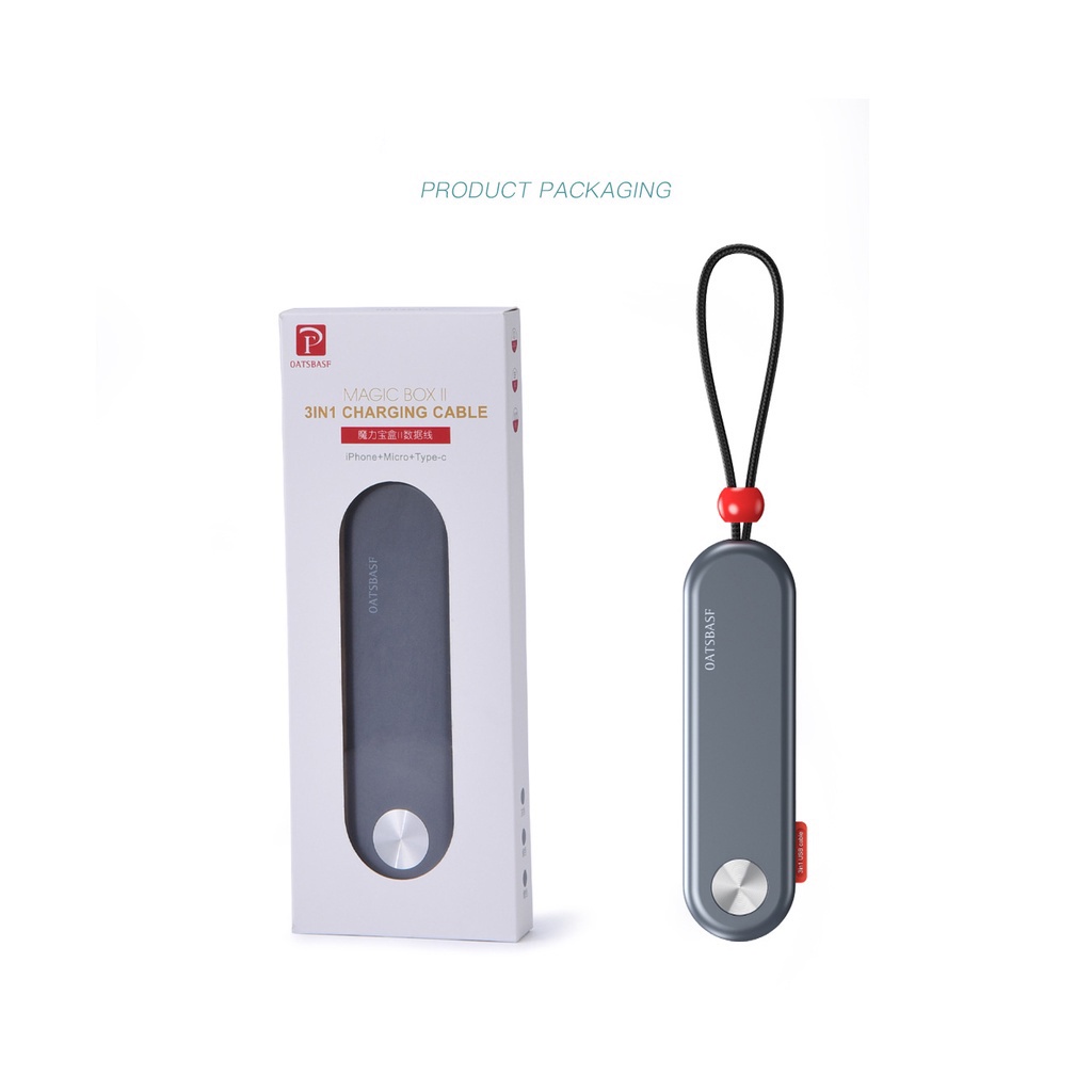 Dây cáp sạc nhanh OATSBASF 3 trong 1 cổng Type C Micro USB có nam châm