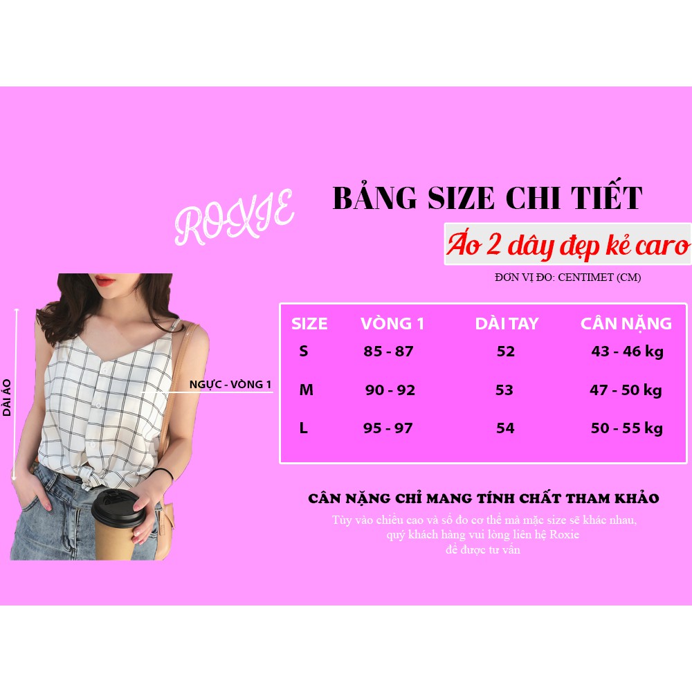 Áo hai dây nữ phối khuy thật, áo 2 dây kẻ caro ulzzang Hàn Quốc - Roxie | BigBuy360 - bigbuy360.vn