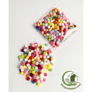 Bịch cục bông len tròn nhỏ nhiều màu - bông tròn nhí 1cm - bịch 12cm x 13cm