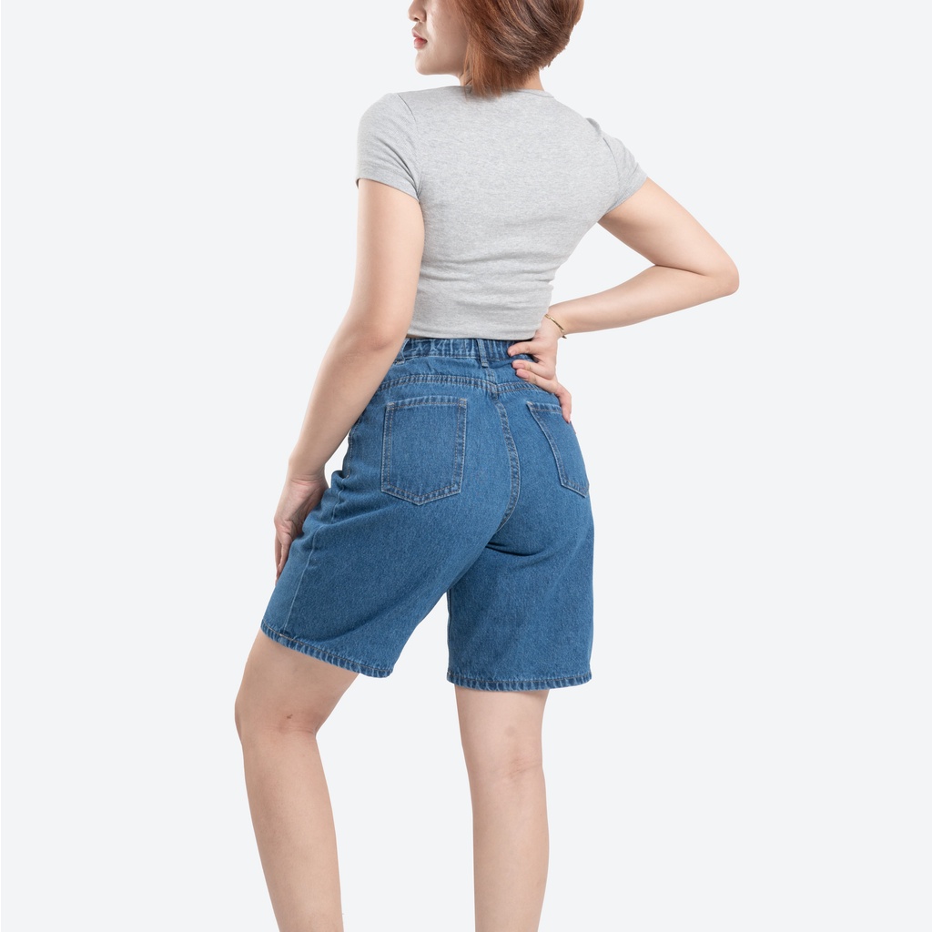 Quần short jean lưng thun đai chỉnh eo, quần bò nữ cạp chun có Bigsize 70kg (S1113)