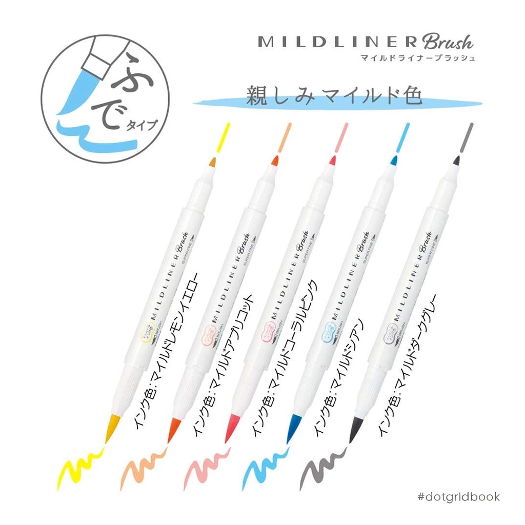 Set 5 Bút Highlight Zebra Mildliner Brush-WFT8-N-5C