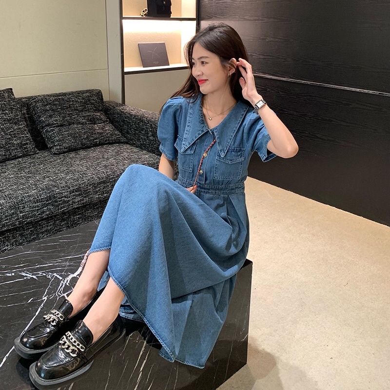 Đầm jean bò ngắn tay dễ thương