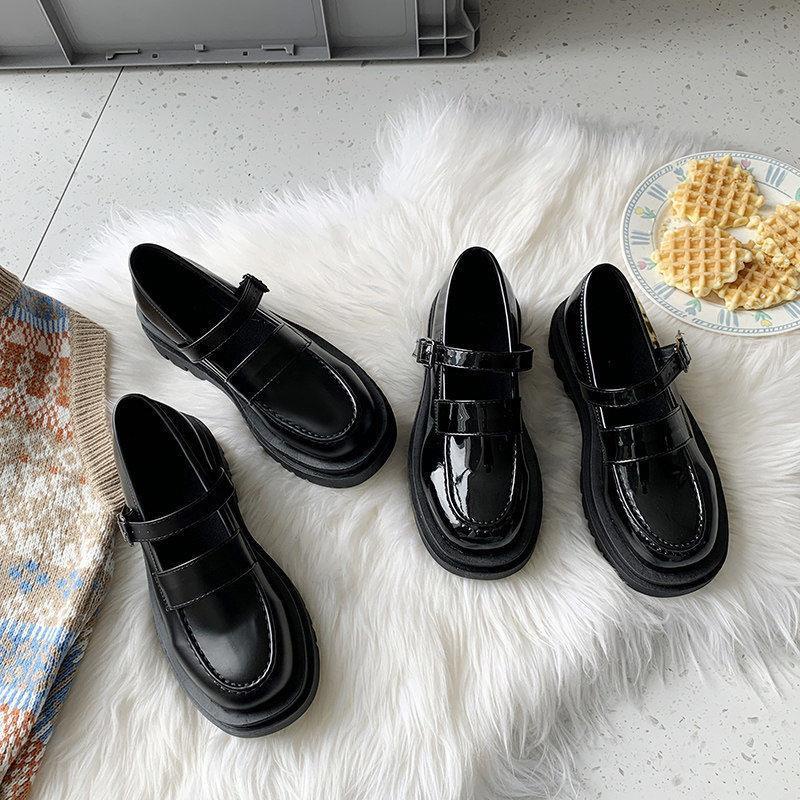 Giày Da Đế Dày Thời Trang Xuân Thu Phong Cách Nhật Bản 2022 Cho Nữ