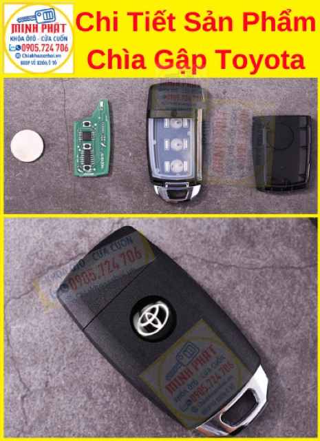 Chìa Khoá Gập Xe Toyota Innova, Vios, Fortuner, Camry, Corolla Altis, Yaris, Hilux 2006 - 2015