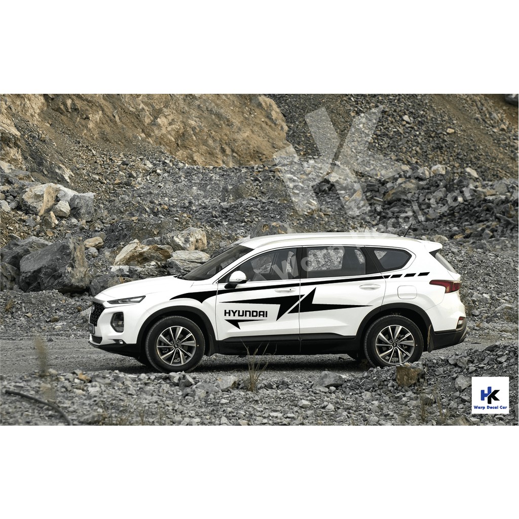 Tem xe Santafe dán 2 bên sườn - tem xe ô tô giá rẻ hà nội