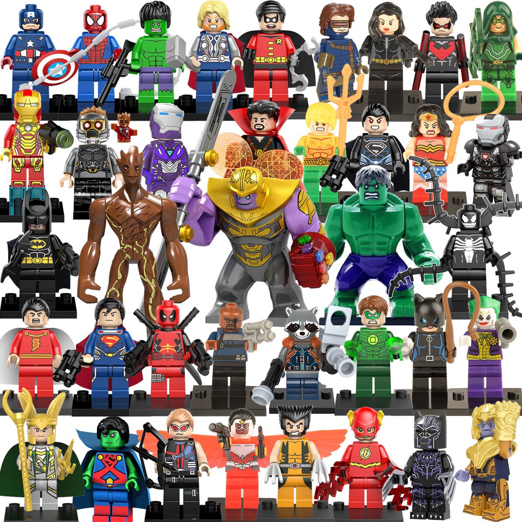Combo 10 minifigures mô hình lắp ráp nhân vật ngẫu nhiên Superheroes Marvel city ninjago army