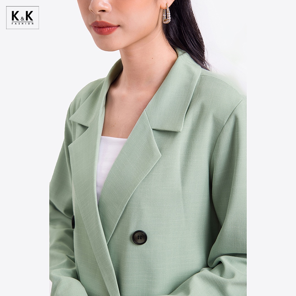 Áo Blazer Tay Dài Phối Nút K&amp;K Fashion AK10-31 Đơn Sắc Chất Liệu  Pho Sớ Gân