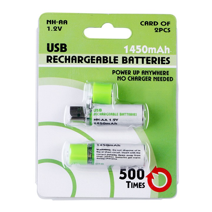 Pin tiểu AA 1450 mAh sạc 500 lần cổng USB