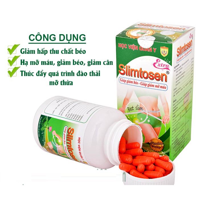 Viên uống giảm cân Slimtosen Extra Học viện quân y Việt Nam 100 viên/ Hộp