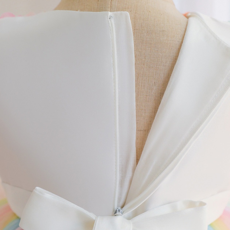 Đầm Xòe Tay Ngắn Phồng Đính Hạt / Hoa 3D Dành Cho Bé Gái Dự Tiệc Sinh Nhật