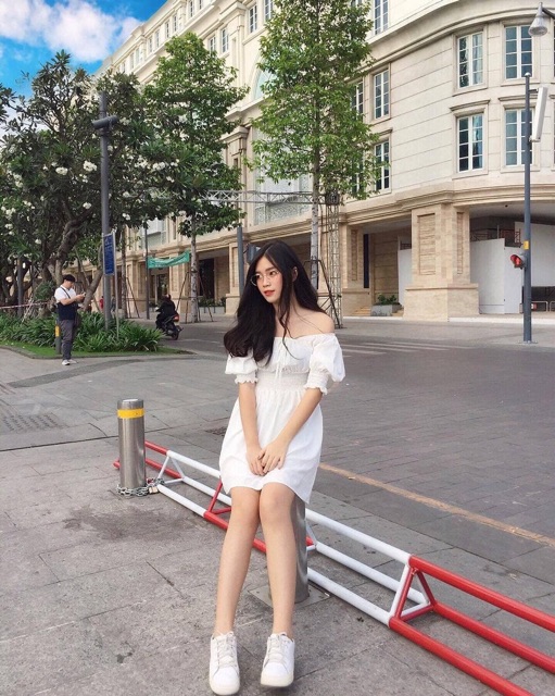 ĐẦM TRẮNG TRỄ VAI BO CHUN EO DANIS DRESS- đầm xuông bo eo trễ vai - cổ vuông ulzzang(KÈM ẢNH THẬT) | BigBuy360 - bigbuy360.vn