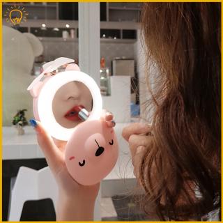 Quạt mini cầm tay hình chú heo có đèn LED