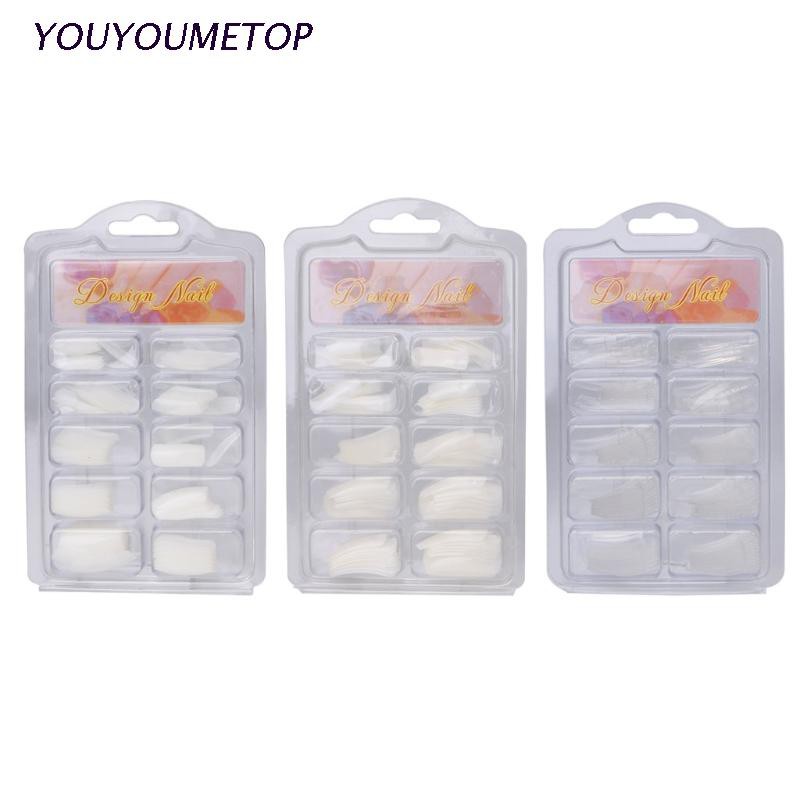 [Hàng mới về] Hộp 100 móng tay giả bằng acrylic trong suốt tiện dụng