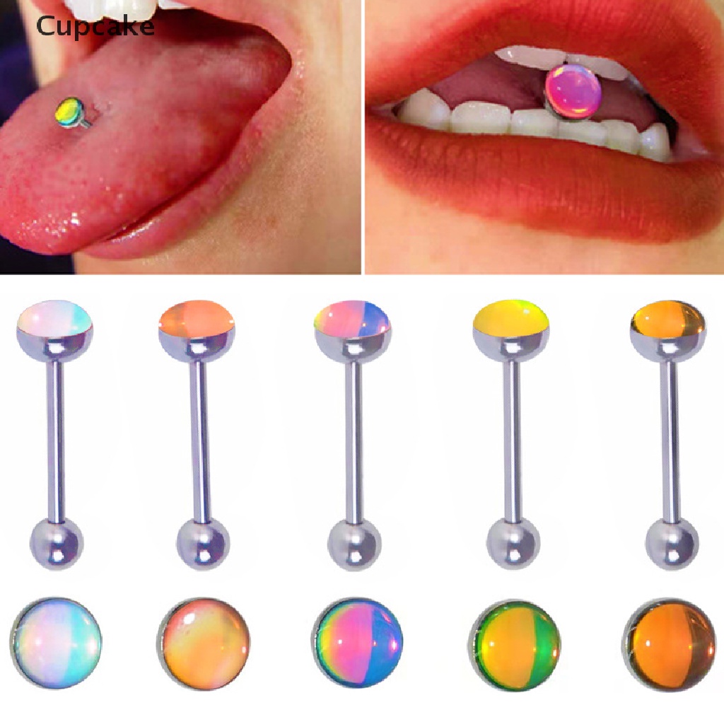 1 Khuyên Lưỡi Kiểu Thanh Tạ Bằng Thép Không Gỉ Chống Dị Ứng