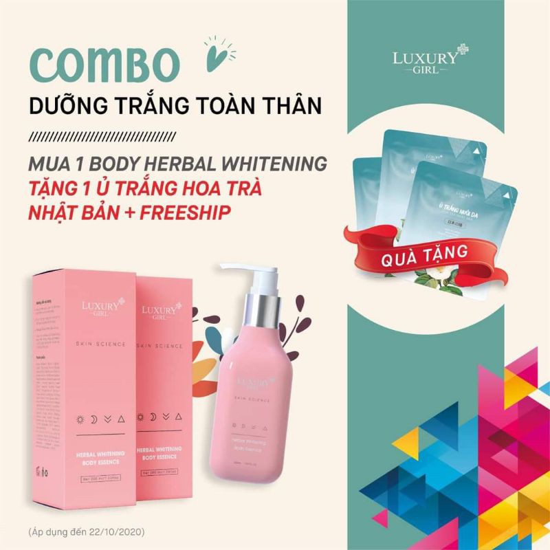 Kem dưỡng trắng da body Herbal Whitening Esence + tặng 1 ủ trắng hoa trà Nhật Bản