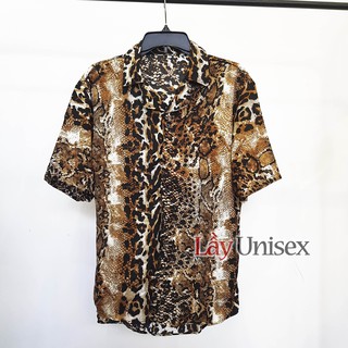Sơ mi nam form rộng kate lụa da rắn tay ngắn Hybrid Snake