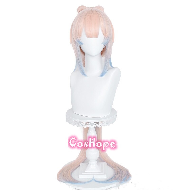 Genshin-peruca de fantasia sintética, peruca de 120cm longa e leve, cor de salmão, resistente ao calor, para cosplay, anime