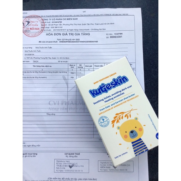 KUTIESKIN Kem bôi da tự nhiên chăm sóc làn da bé, Kem chàm sữa (Dưỡng Ẩm / Chàm Sữa, lác sữa / Mẩn Ngứa, Hăm) (Tuýp 30g)