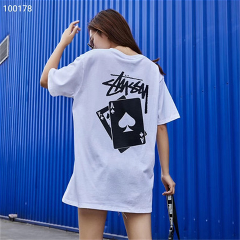 Áo thun cổ tròn ngắn tay in chữ STUSSY dáng rộng ST9#