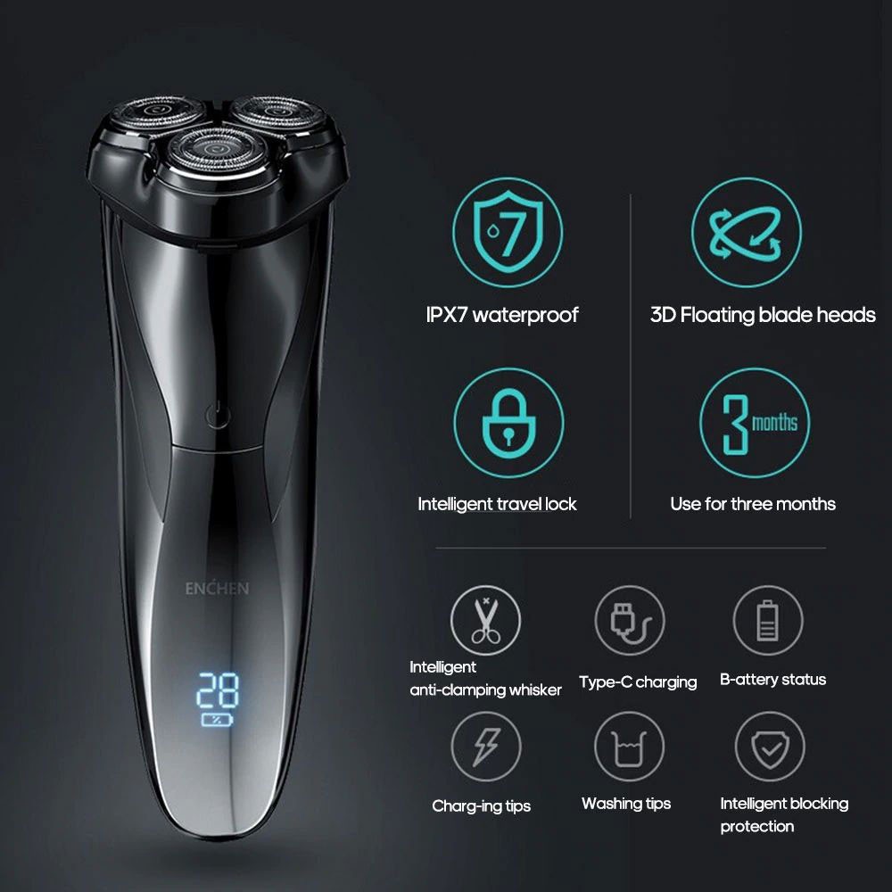 Máy Cạo Râu Xiaomi Youpin Enchen BlackStone 3 Electric Shaver 3D Blackstone3 Chống nước thế hệ 3