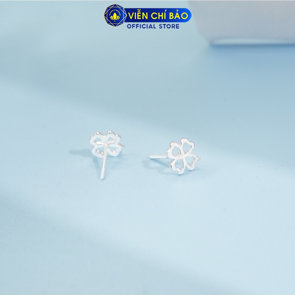 Bông tai bạc nữ hình cỏ 4 lá chất liệu bạc 925 thời trang phụ kiện trang sức nữ thương hiệu Viễn Chí Bảo E011x