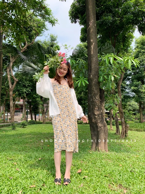 Váy hai dây hoa cúc maxi siêu hot 2020 (hình shop tự chụp/sẵn) | BigBuy360 - bigbuy360.vn