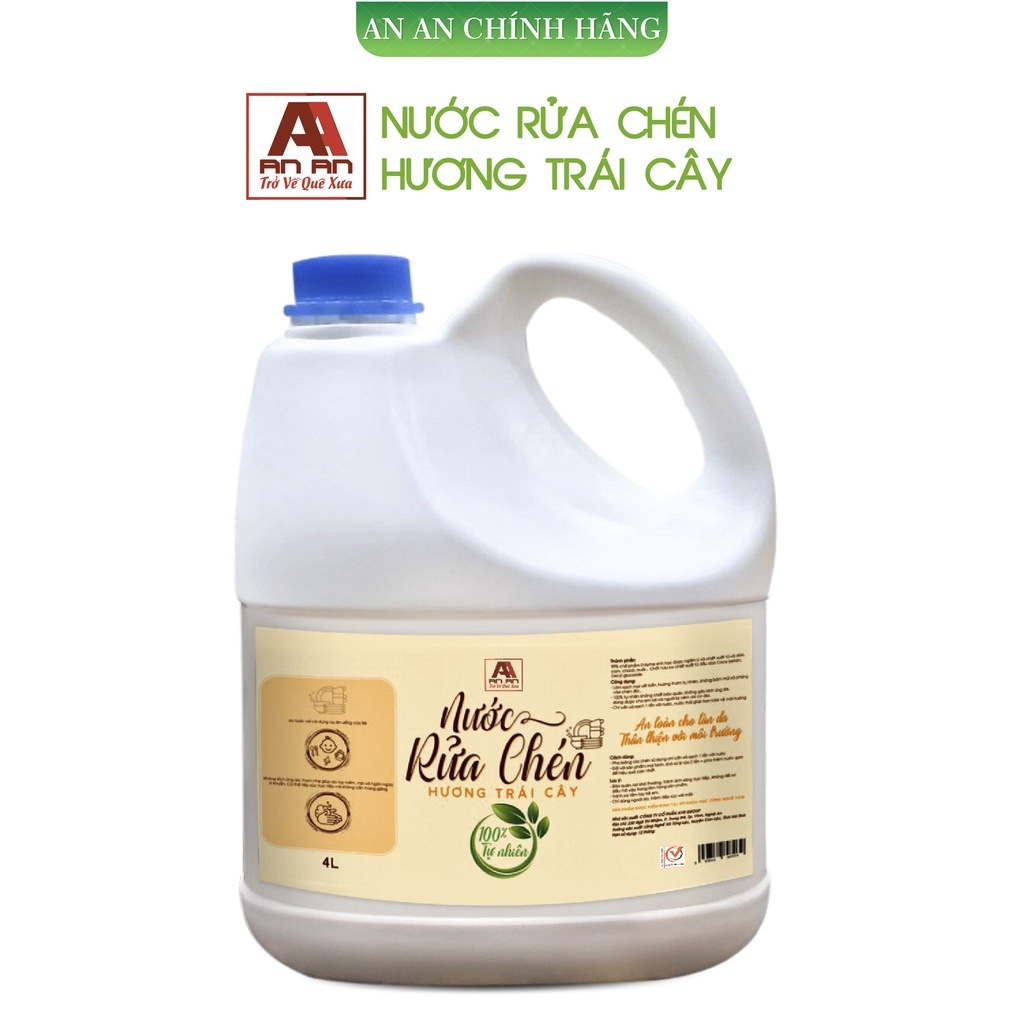 Nước rửa chén hữu cơ bồ hòn An An 4000ml, 100% tự nhiên, không chất tẩy rửa