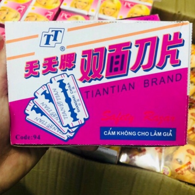 Lưỡi lam tím Tiantian Brand hộp 10 lưỡi