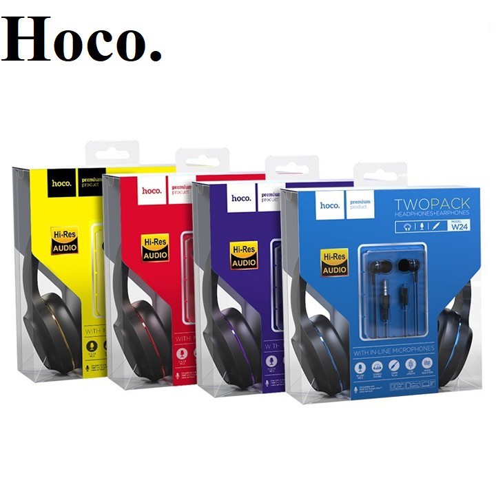 Tai nghe chụp tai chơi game Hoco W24 Mua 1 tặng 1, Âm Thanh Cao Cấp, Headphone cho điện thoại và máy tính