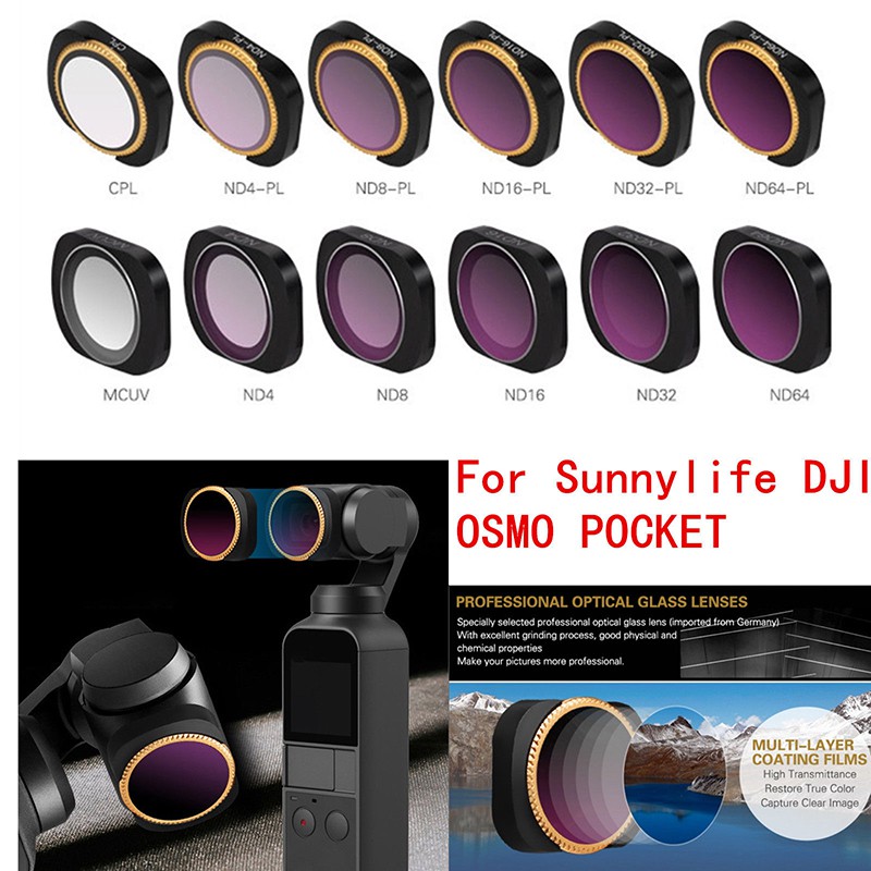 Bộ lọc ống kính máy ảnh sunnylife ND4 / 8 / 16 / 32 / 64 CPL nd-pl cho DJI Osmo Pocket