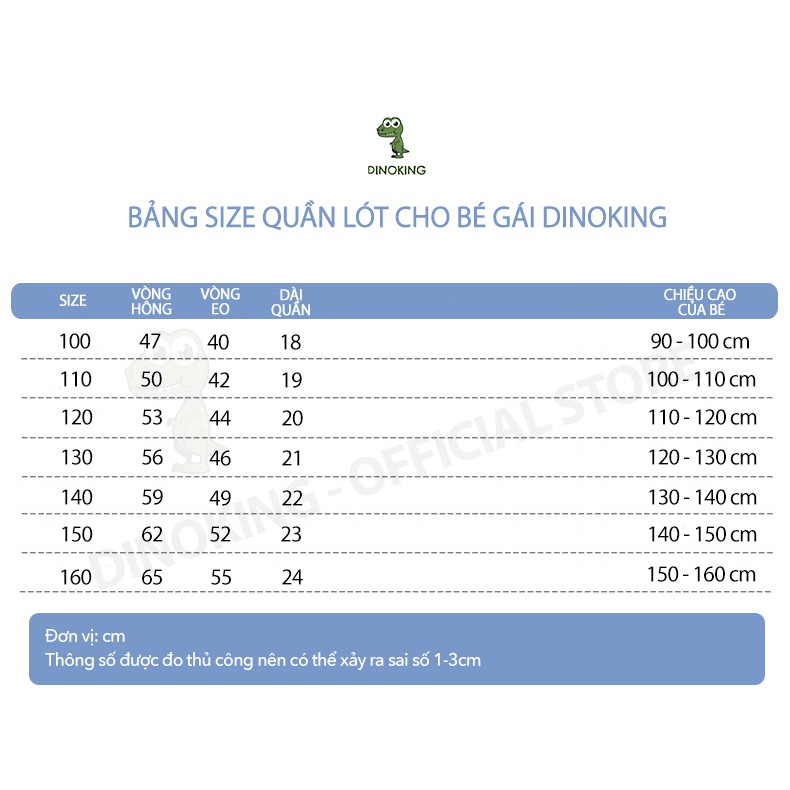 Quần lót bé gái DINOKING [COMBO 4 CHIẾC] Quần chip tam giác cho bé xuất dư chất cotton cao cấp siêu mềm mịn QC03