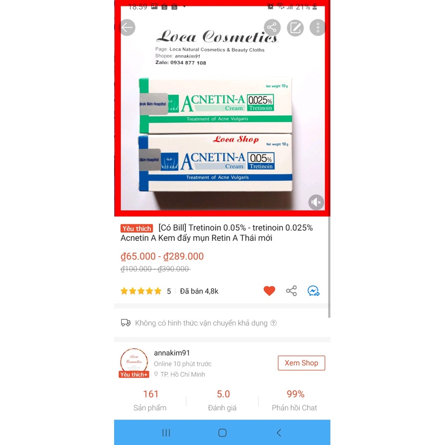 [Sẵn] Kem làm giảm mụn ẩn chống lão hoá da tretinoin, Acnetin A Thái | BigBuy360 - bigbuy360.vn