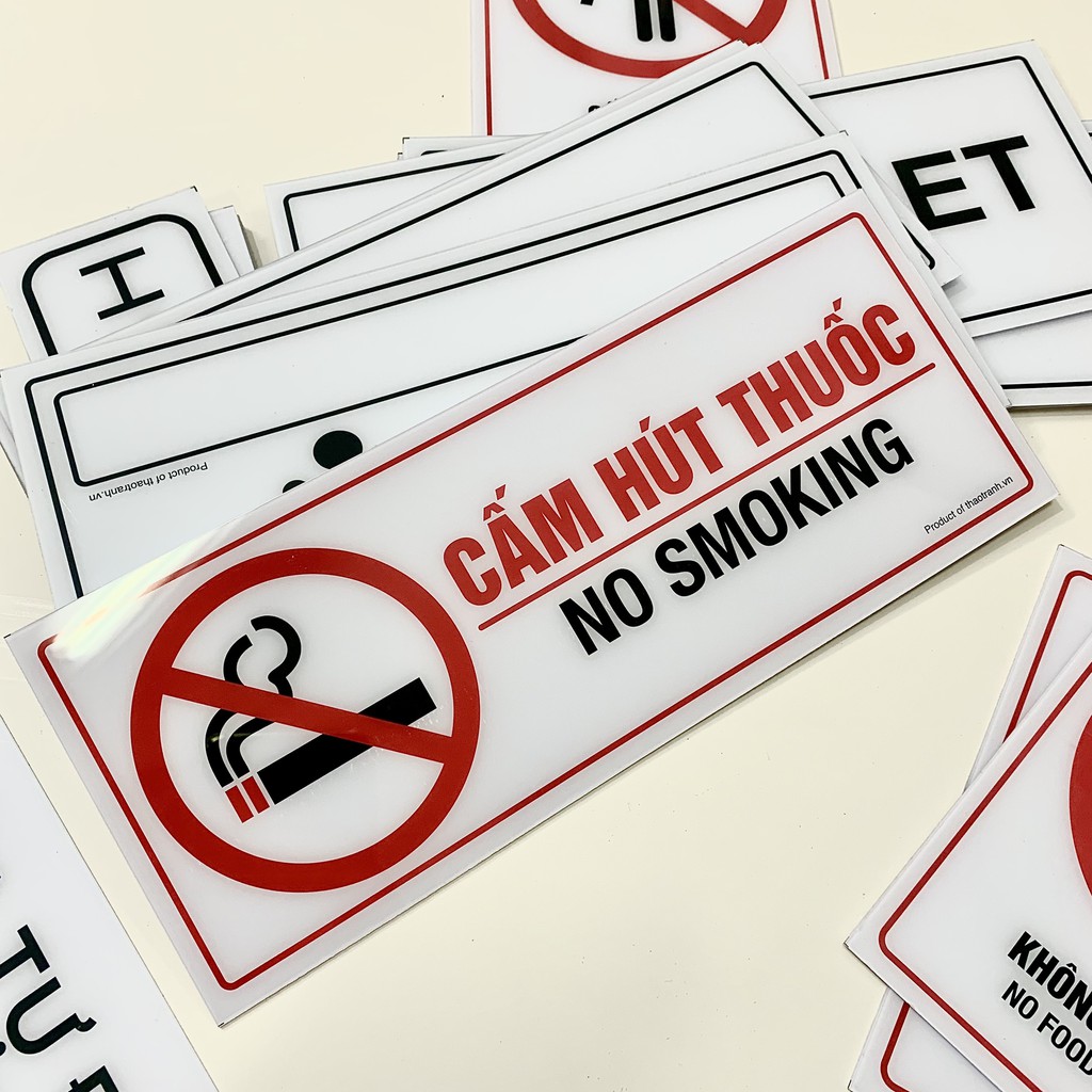 Biển Báo Cấm Hút Thuốc No Smoking - Tem cảnh báo - decal cảnh báo - sticker trang trí | BigBuy360 - bigbuy360.vn