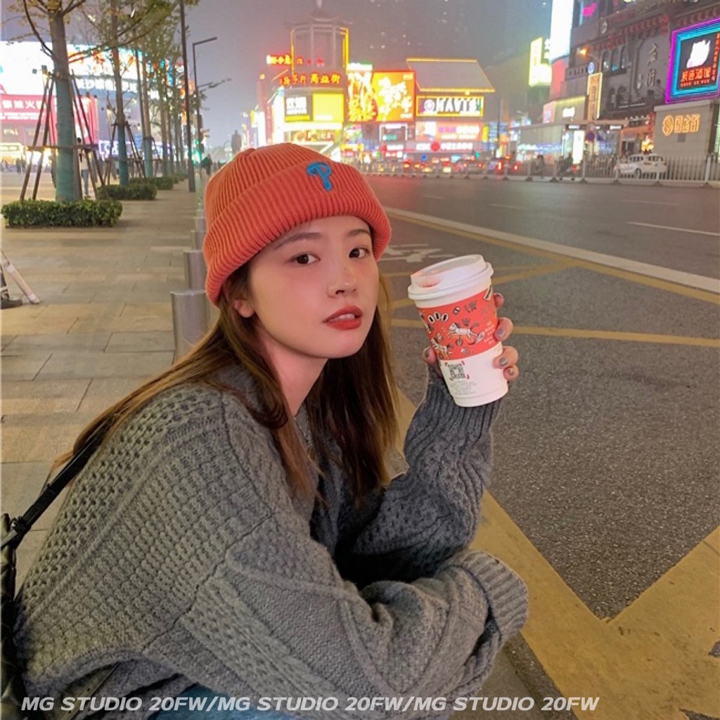 Mũ Len Dệt Kim MG STUDIO Thêu Họa Tiết Chữ Cái Thời Trang