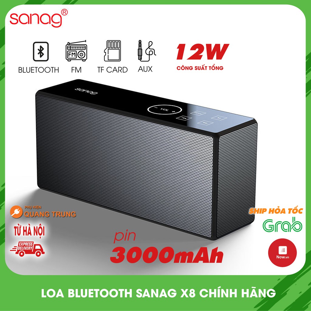 Loa bluetooth Sanag X8 âm thanh Hifi, Pin dung lượng cao 3000mAh, hỗ trợ thẻ nhớ,aux 3.5mm,FM