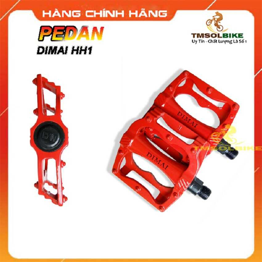 (Mẫu Đỏ - Red) Pedan Bàn Đạp Xe Đạp Full Hợp Kim Nhôm Siêu Nhẹ Chống Trượt DIMAI Pedal Xe Đạp Nhôm