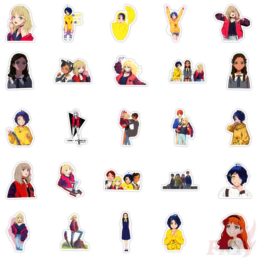 Set 100 miếng dán họa tiết hoạt hình WONDER EGG PRIORITY B trang trí chống thấm nước