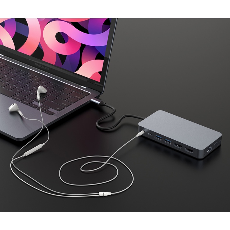 Cổng Chuyển HyperDrive 10 IN 1 4K HDMI 2 Màn Hình USB-C Hub Dành Cho Mac M1
