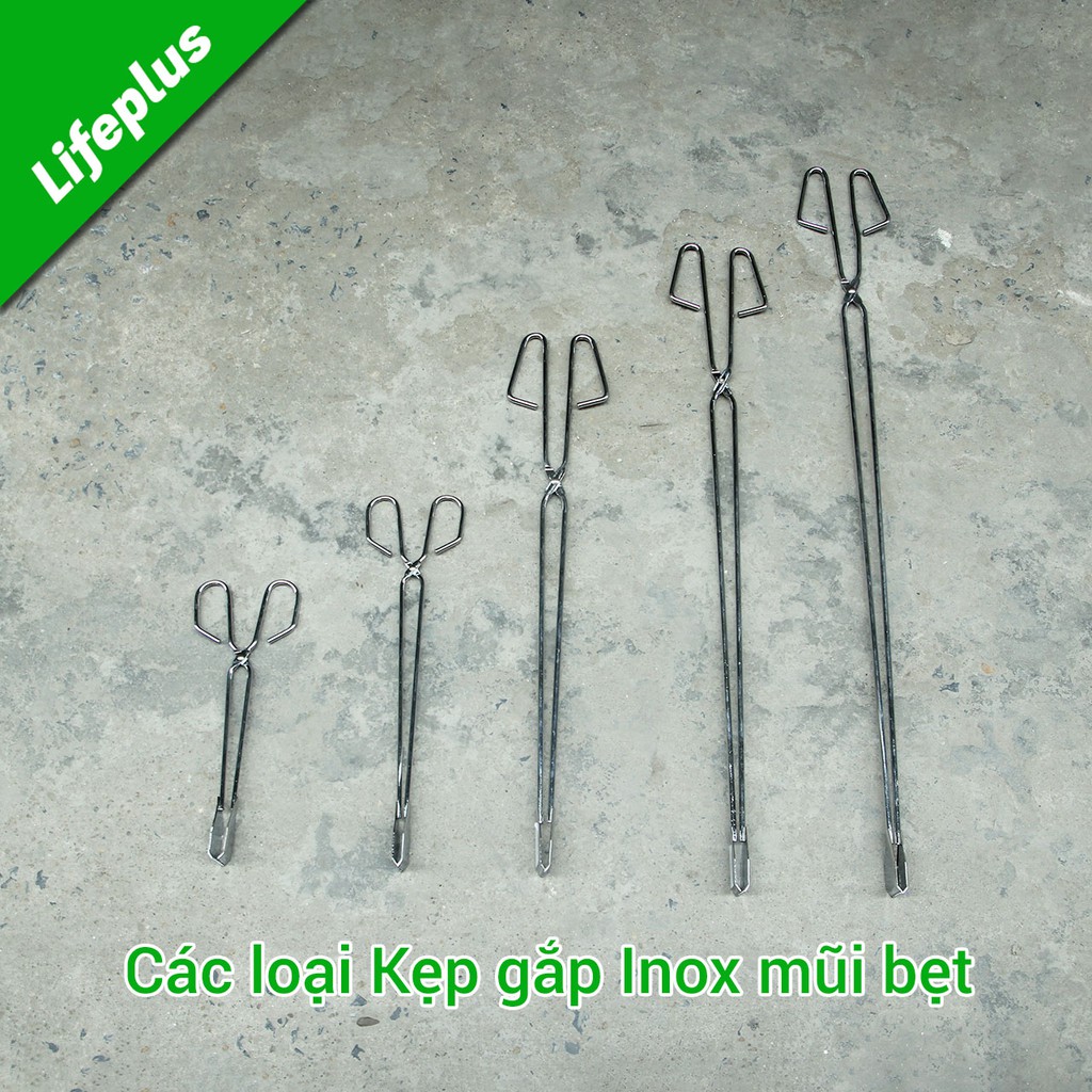 Kẹp gắp rác, kẹp gắp đa năng Inox hình kéo mũi bẹt