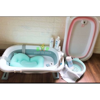 Chậu tắm gấp gọn báo nhiệt độ kèm phao