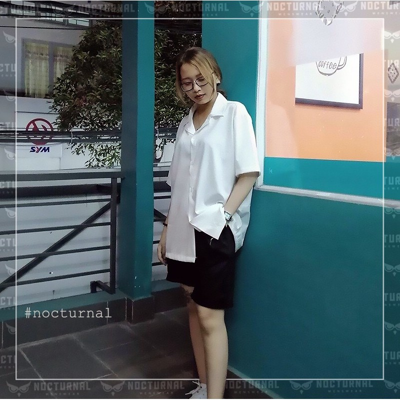 ÁO SƠ MI LỤA TAY NGẮN TRƠN BASIC NOCTURNAL Nam Nữ Cặp Đôi Unisex Phong Cách Dạo Phố Sài Gòn Ulzzang 2021 | WebRaoVat - webraovat.net.vn