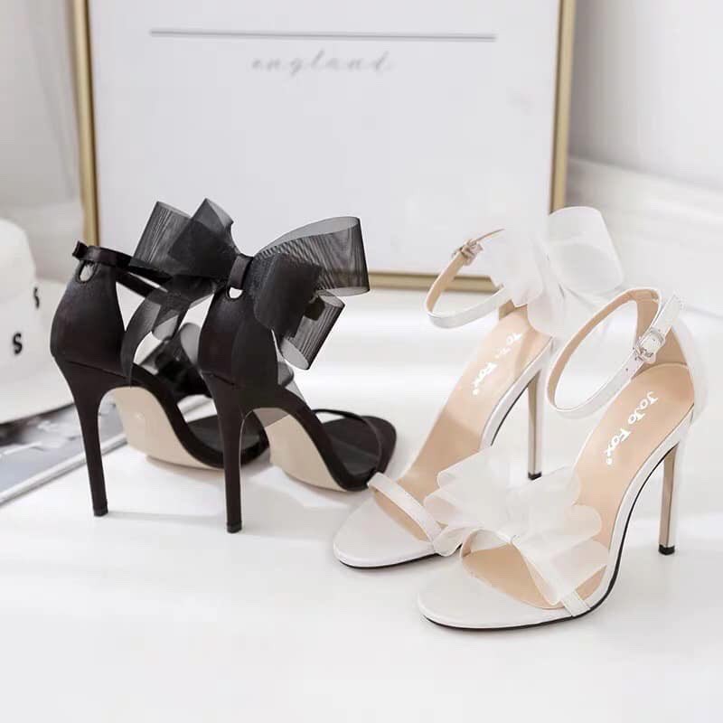 Giày sandal gót nhọn gắn nơ hot nhất thu đông 2020 9cm -w30